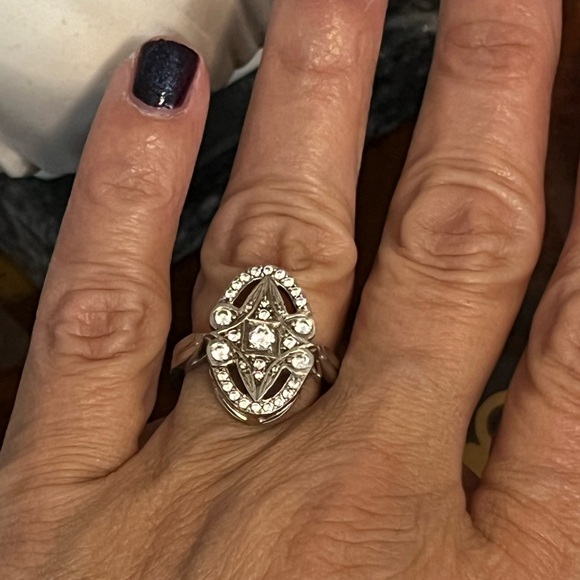 Edwardian Ring, Round Cut CZ & Moissanite Diamond - Picture 4 of 12